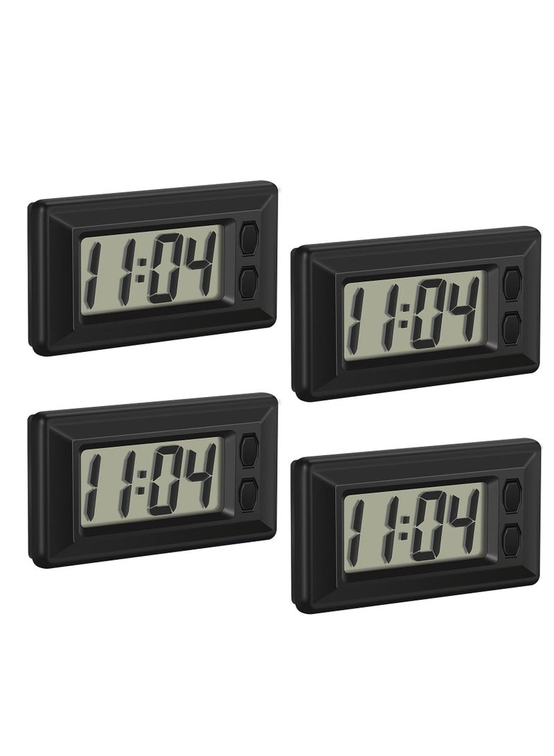 4 Pieces Small Digital Clock Mini Car Clock LCD Car Dashboard Time Clock Vehicle Electronic Clock for Car Truck Home Desk Office