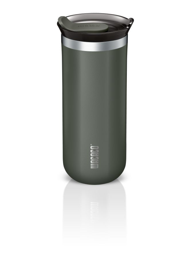 Octaroma GRANDE Vacuum Insulated Mug (435ml) - Double Wall Stainless Steel Coffee Travel Tumbler w/ Leakproof Drinking Lid, Reusable, Washable, BPA-Free, Hot & Cold - Grey