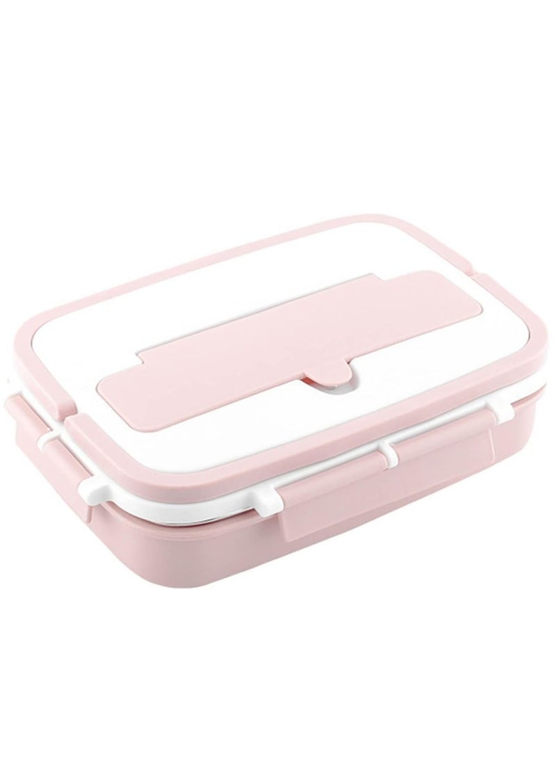 Bento Box, Portable Stainless Steel 3 Dividers Lunch Box, 4 Piece Lock, Fluffy and Ply, Chopsticks Holder, Storage Box, Impact Resistant, Easy to Carry, Men, Women, Children, Rice Container