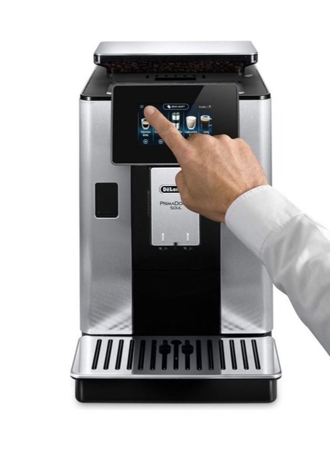 PrimaDonna Soul, 19 Bar, Digital Display, Fully Automatic Coffee Machine, Automatic Milk Frother, Built In Grinder, 2 L 1450 W ECAM610.75.MB Silver