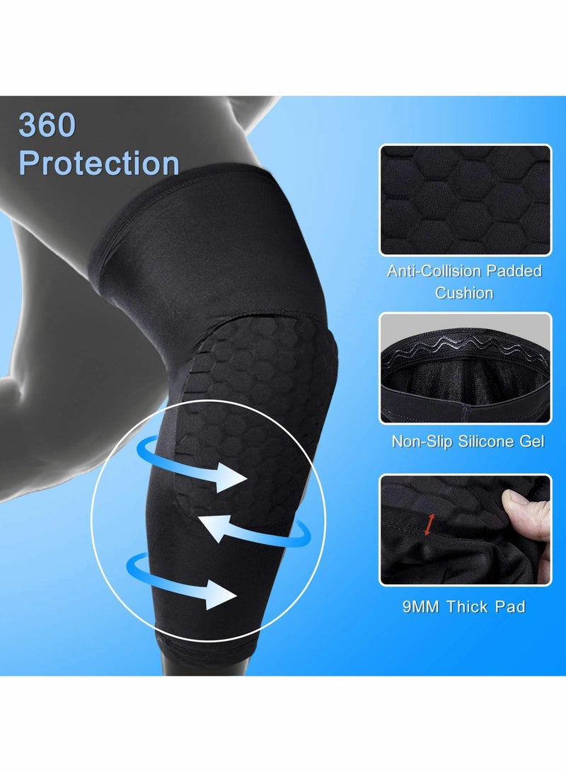 Knee Pads Basketball Compression Extended Leg Sleeves, 9mm Thick Crash Proof Pad Protective Non-Slip Knee Support Brace for Men Women Youth Adult Volleyball Running Football - 1 Pair