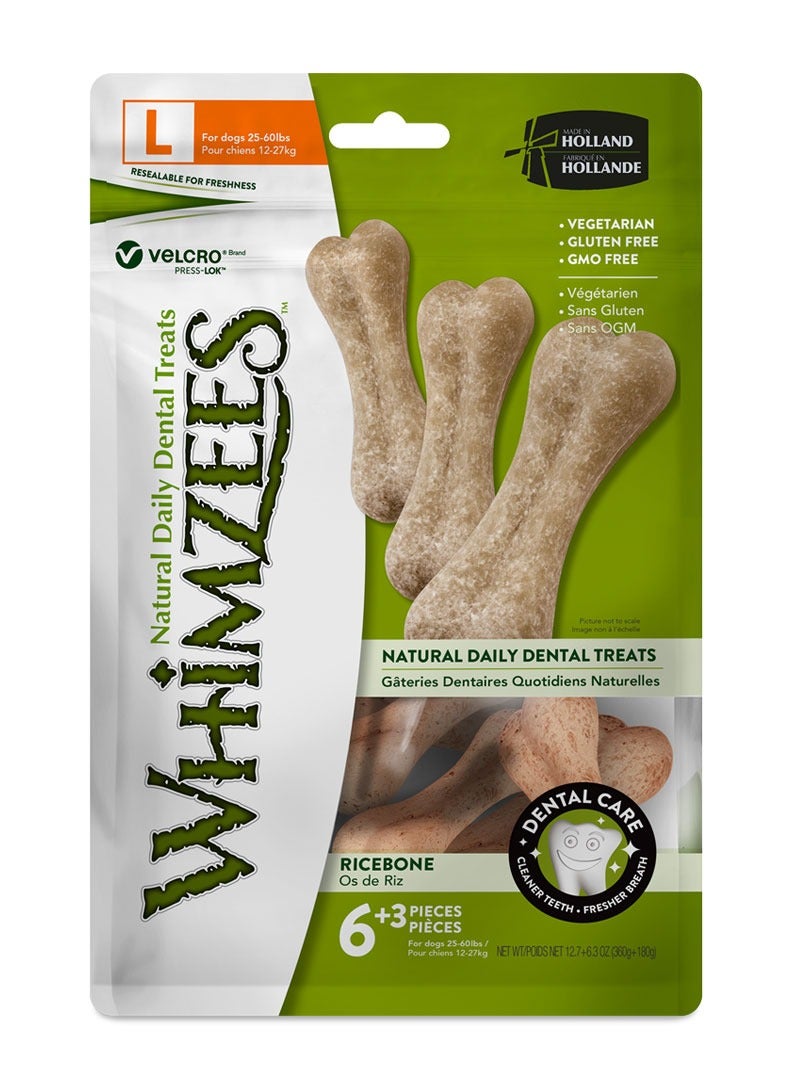 Whimzees Rice Bone Dental Dog Treat Large (9pcs)