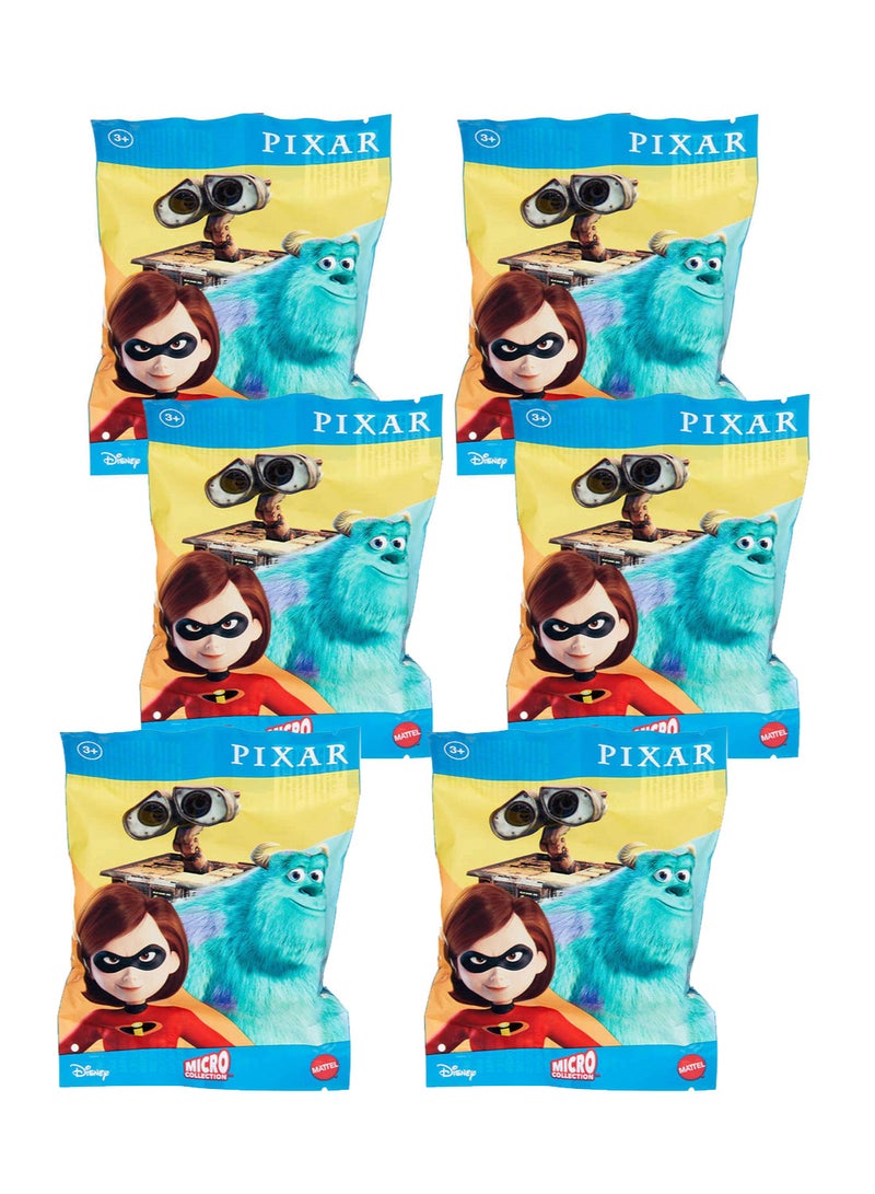 Disney Pixar Micro Collection Fun Pack - A Total of 6 Mystery Bags - 25 Toy figures to collect