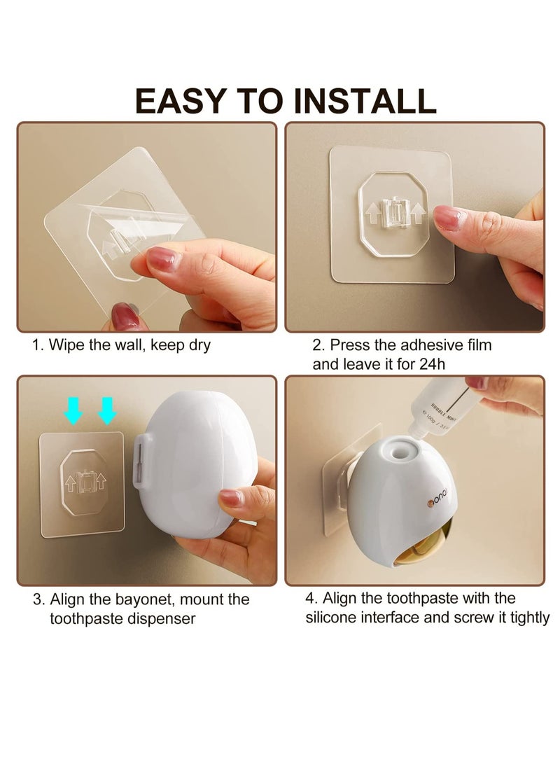 SYOSI Toothpaste Dispenser Wall Mount for Kids and Adults Automatic Toothpaste Squeezer Kit with Dustproof Cover for Bathroom Toothpaste Holder