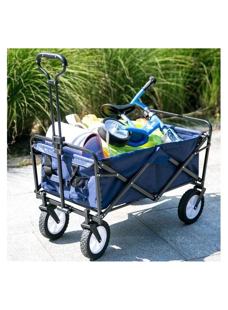 Collapsible Folding Outdoor Utility Wagon-Dark blue