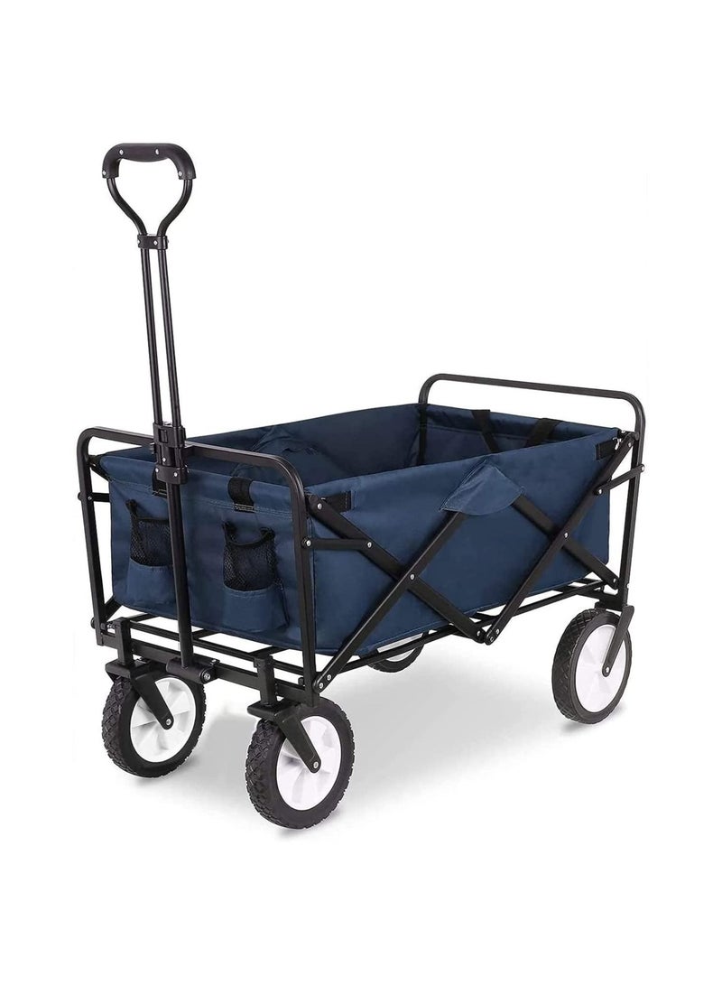 Collapsible Folding Outdoor Utility Wagon-Dark blue