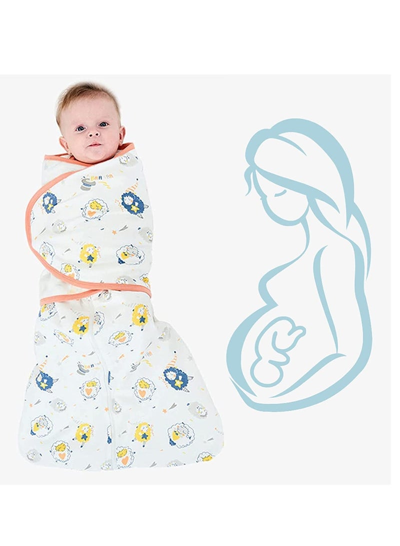 SYOSI Baby Swaddle Wearable Blanket 3-Way Adjustable Transtion Sleep Sack 100% Cotton Swaddle Wrap with Beanie Cap Infant Cotton Swaddle for Newborn Infant Boy Girl 0-6 Months