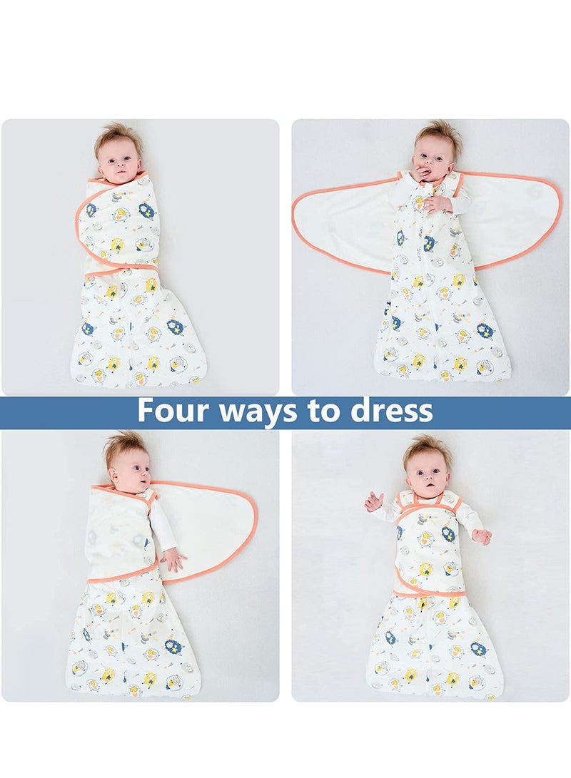SYOSI Baby Swaddle Wearable Blanket 3-Way Adjustable Transtion Sleep Sack 100% Cotton Swaddle Wrap with Beanie Cap Infant Cotton Swaddle for Newborn Infant Boy Girl 0-6 Months