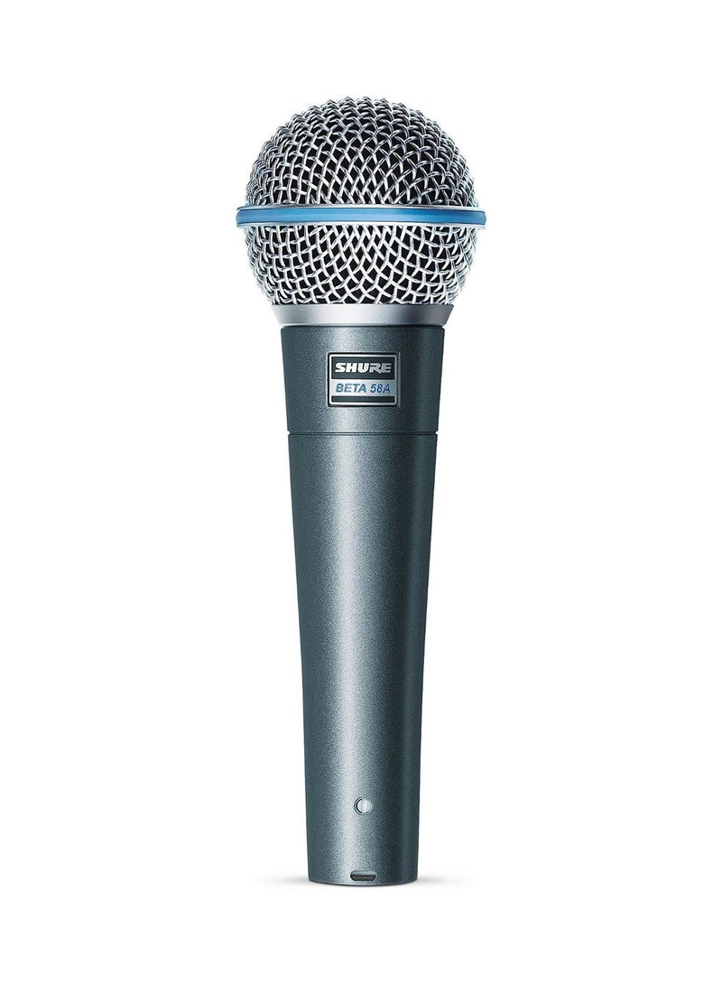 Vocal Microphone - Single Element Supercardioid Dynamic Mic For Stage Studio, Includes A25D Adjustable Stand Adapter, 5/8  To 3/8 Inch Euro Thread Adapter And Storage Bag Beta 58A Silver