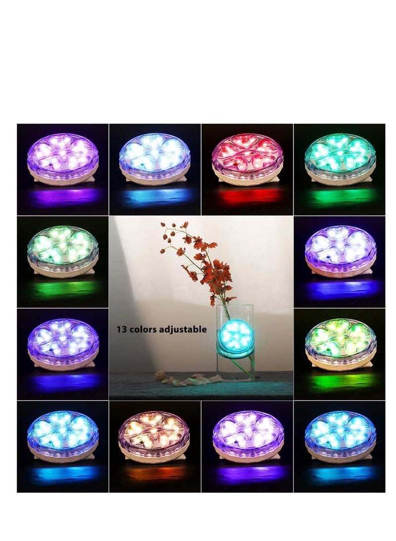 SYOSI Submersible Led Lights with Remote Hot Tub Lights Bath Spa Lights LED Color-Changing Magnetic Floating Pool Light Underwater Lights for Vase Aquarium Decoration Camping Pool 2 Pack
