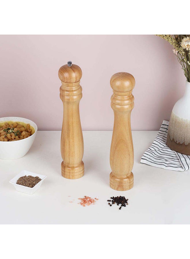 Loretta Pepper Mills & Salt Shakers Set Rubber Wood Natural Rubber Wood Whole Pepper Corn And Salt Kitchen Grinder Suitable For Home And Restaurant L6Xw6Xh30.5Cm - Clear