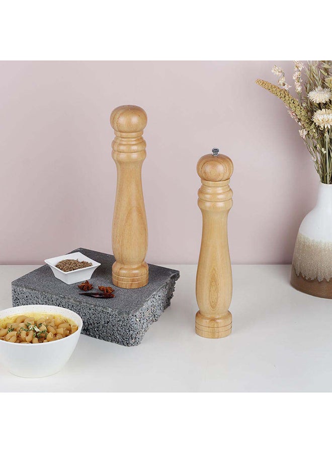 Loretta Pepper Mills & Salt Shakers Set Rubber Wood Natural Rubber Wood Whole Pepper Corn And Salt Kitchen Grinder Suitable For Home And Restaurant L6Xw6Xh30.5Cm - Clear