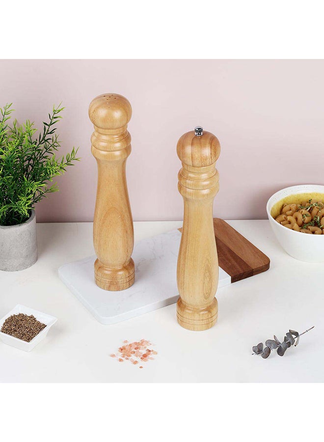 Loretta Pepper Mills & Salt Shakers Set Rubber Wood Natural Rubber Wood Whole Pepper Corn And Salt Kitchen Grinder Suitable For Home And Restaurant L6Xw6Xh30.5Cm - Clear