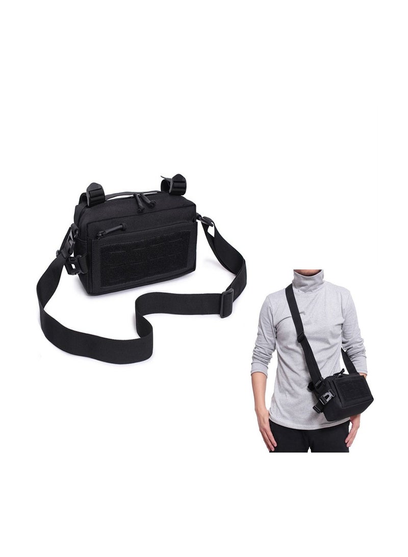 Tactical Waist Bag, Multipurpose EDC Bag Military Backpack Attachment Outdoor Single Shoulder Crossbody for Survival Game Climbing Hiking Cycling (Black)
