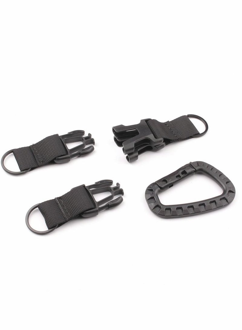 Multifunction Nylon Military Hanging Buckle Tactical Key Hook Webbing Belt Carabiner Clip Handing Backpack Waist Bag Holder Accessories 4PCS