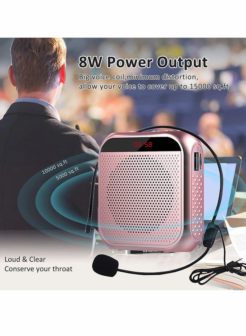 Voice Amplifier with Wired Microphone Headset Portable Rechargeable System Speaker Personal Microphone Speech Amplifier Loudspeaker for Teachers Tour Guides Coaches Metting Yoga Fitness