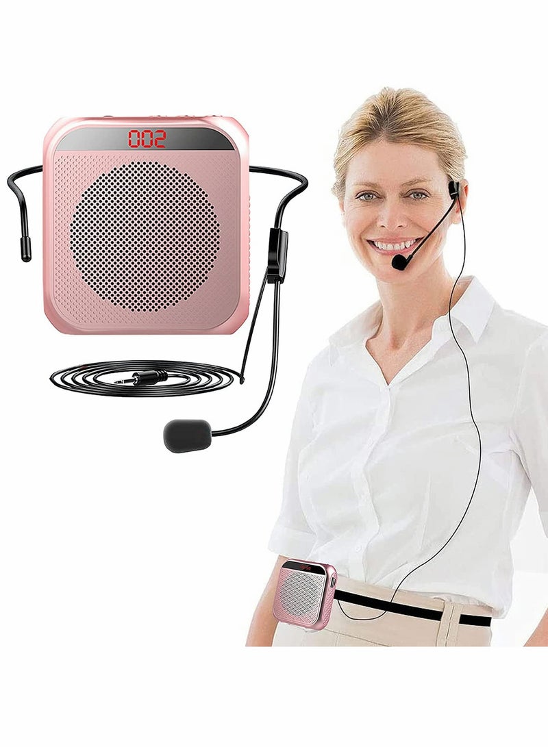 Voice Amplifier with Wired Microphone Headset Portable Rechargeable System Speaker Personal Microphone Speech Amplifier Loudspeaker for Teachers Tour Guides Coaches Metting Yoga Fitness