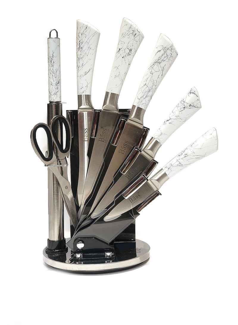knife Set 8Pcs With Stand white/Bass