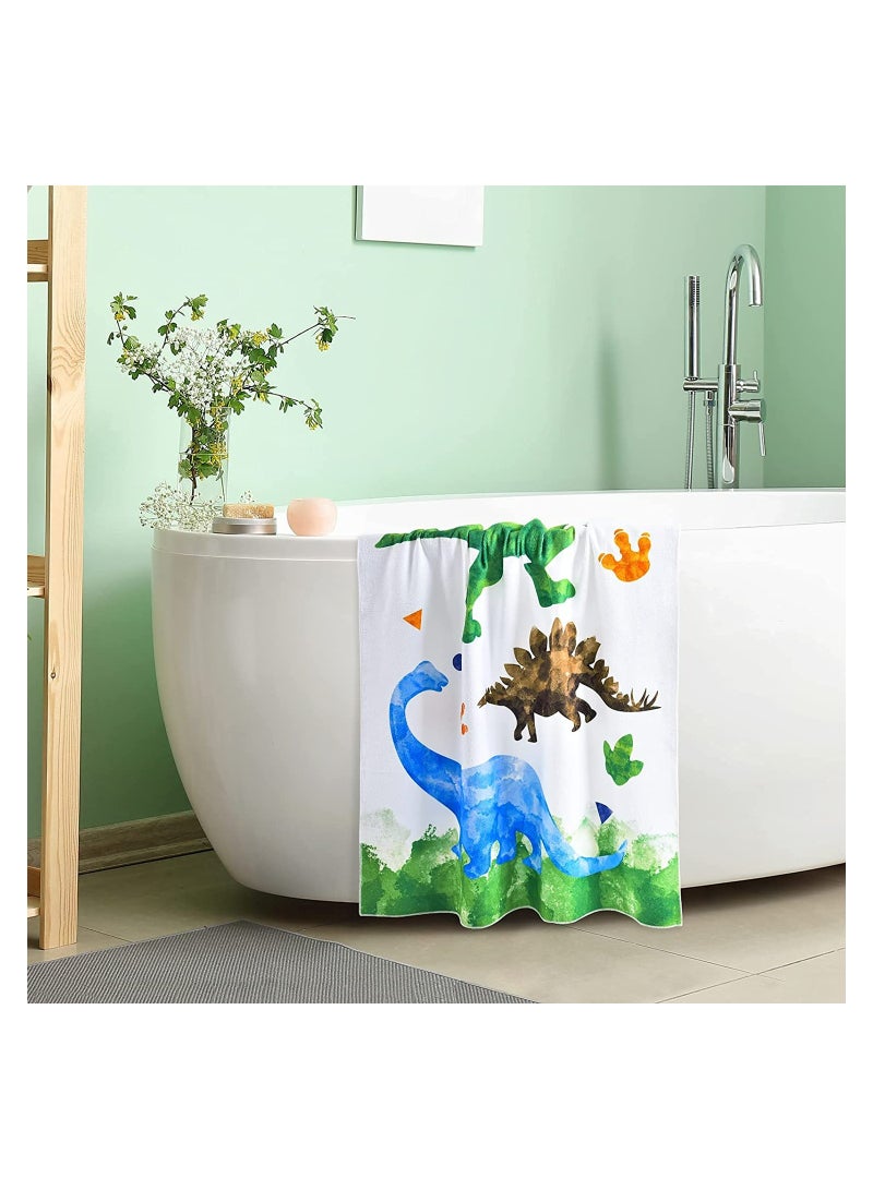 Watercolor Dinosaur Beach Towel 150 * 70cm Microfiber Dino Camping Towels for Boys Kids Quick Dry Ultra Absorbent Super Soft Beach Blanket Pool Travel Swimming Bath Shower Towel