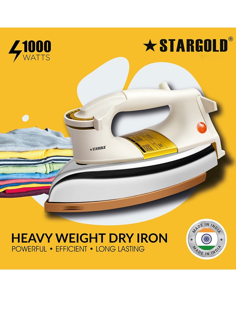 Automatic Dry Iron Box with Temperature Settings Dial and Auto Shut Off Function Super Deluxe Heavy Weight Iron Box Suitable for All Kinds of Fabric Equipped with Teflon Coating 2 Years Warranty, Whit