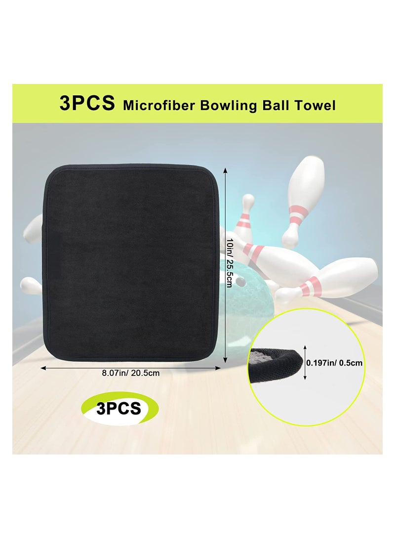 (3-Pack) Microfiber Bowling Ball Towel - 10 Inches x 8 Inches Premium Quality Bowling Ball Shammy Pad with Easy-Grip Dots - Clean Bowling Ball from Dirt and Oil to Improve Grip and Precision