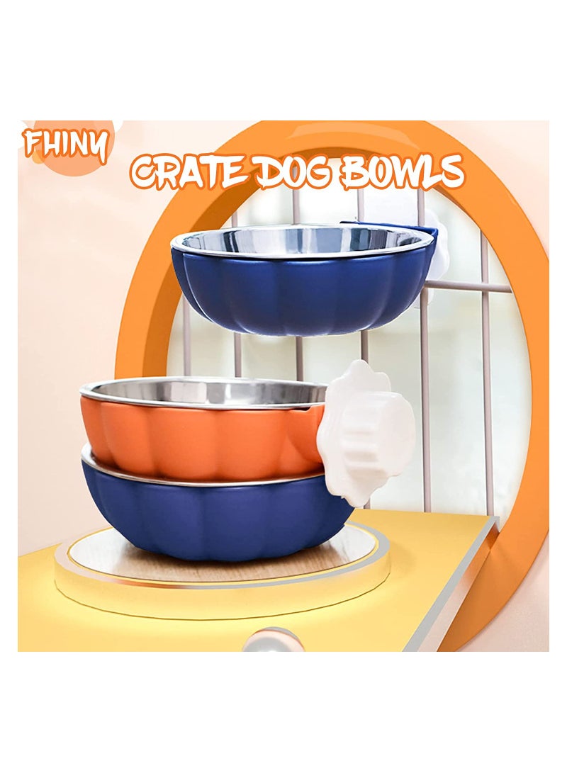 Crate Dog Bowl Removable Stainless Steel Pet Bowl Hanging Food & Water Feeder Puppy Ferret  2 Pack