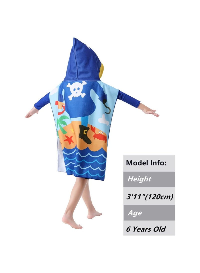 Kids Bath Towel for 1-6 Years Toddler 1Pcs Kids Hooded Towel Microfiber Bath Towel Super Soft Robe Poncho Bathrobe Boys Girls Swimming Beach Holiday Water Playing Pool Bath Coverups (Pirate)