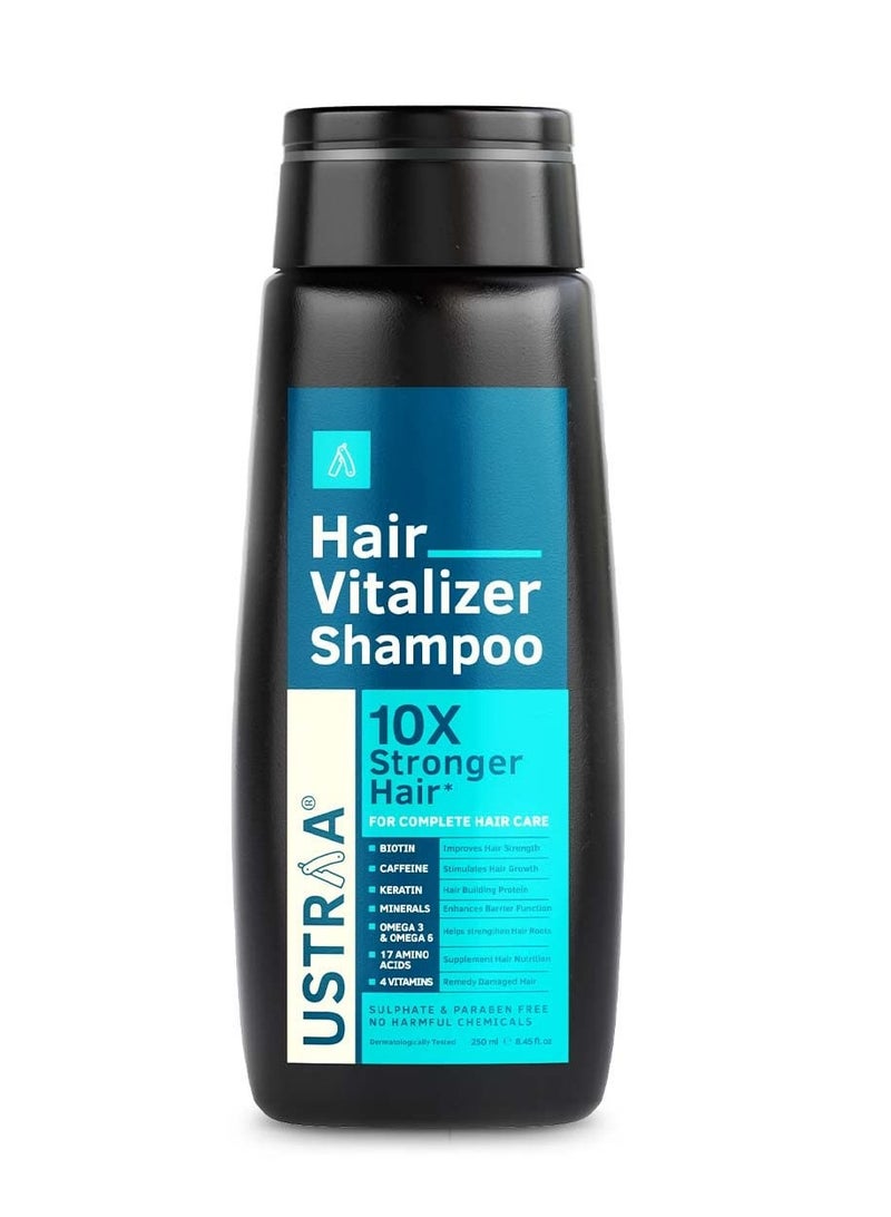 Ustraa Hair Vitalizer Shampoo 250ml Dermatologically Tested With Biotin Caffeine Omega 3 Omega 6