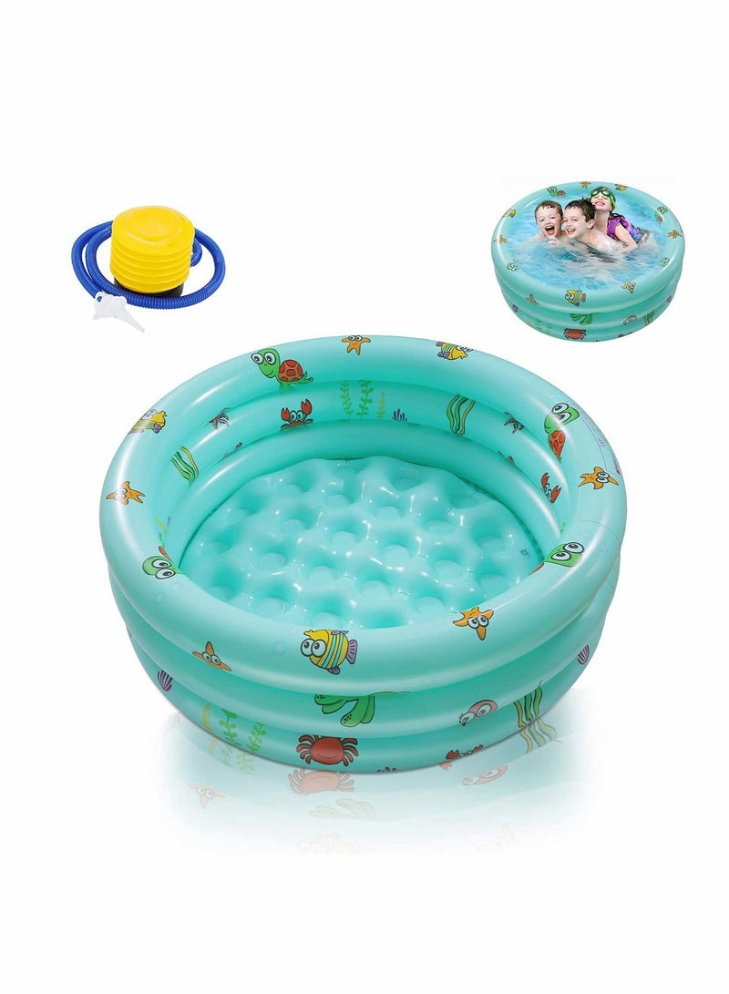 Paddling Pools for Kids Inflatable Kiddie Swimming Paddling Pool Ocean Life 3 Ring with Inflatable Safety Floor and Free Air Pump for Family Toddlers Children Garden Outdoor Swimming Pool(100*27cm)