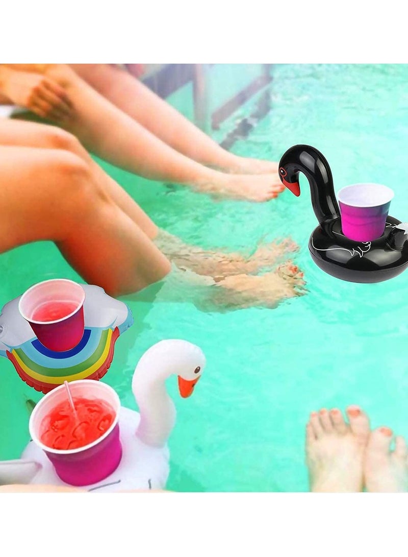 15Pcs Inflatable Drink Holders With 1 Pcs Air Pump, Cute Cup Coasters Floats For Summer Pool Party Decorations Fun Tub Toys For Kids Bath Shower