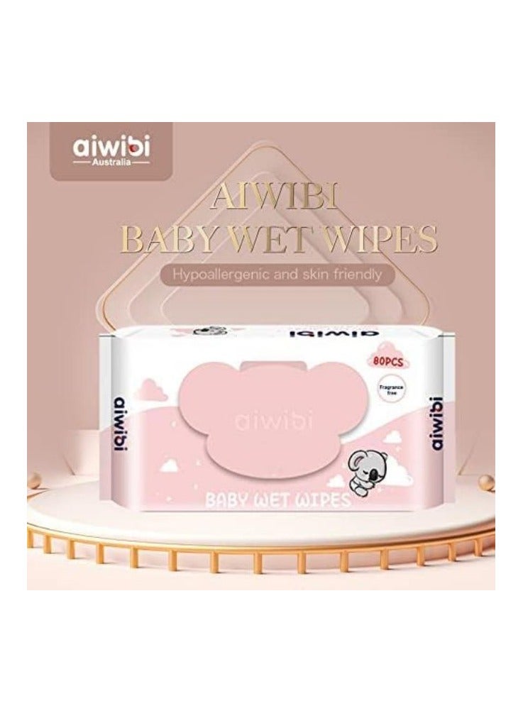 Aiwibi 100% Skin-friendly Strawberry Baby Wet Wipes 80*6 pack