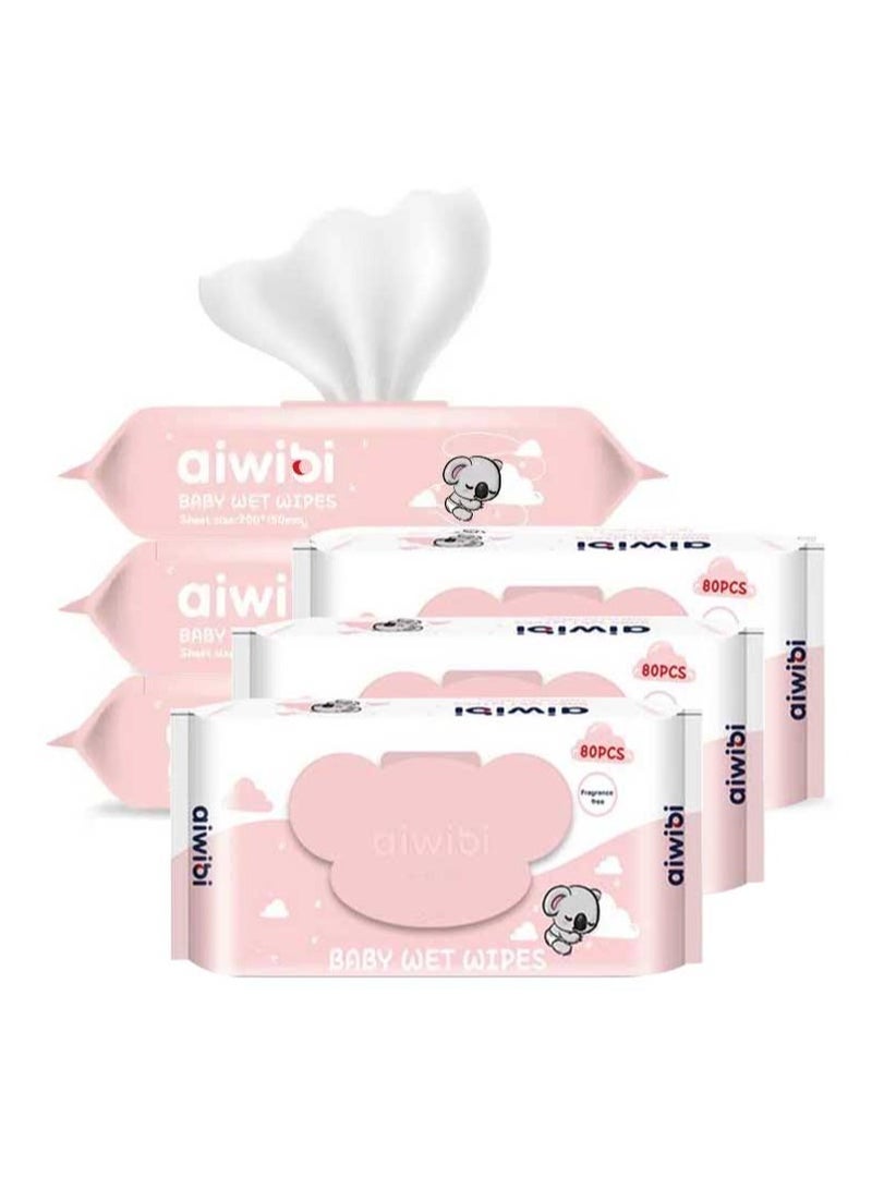 Aiwibi 100% Skin-friendly Strawberry Baby Wet Wipes 80*6 pack