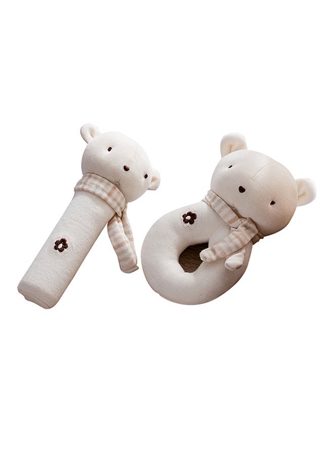 2-Piece Baby Bear Rattle Squeaky Toy