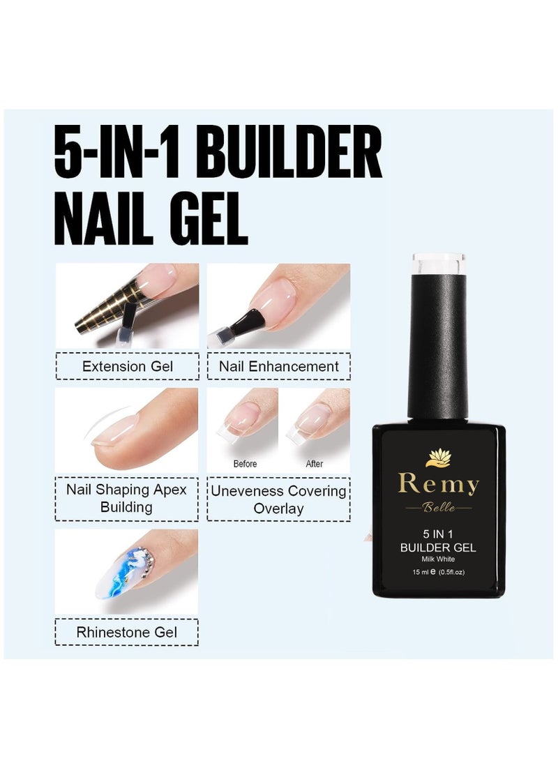 5 IN 1 Builder Gel Nude 15ml Nail Extension Tips and Strengthener Requires Curing Under LED UV Lamp