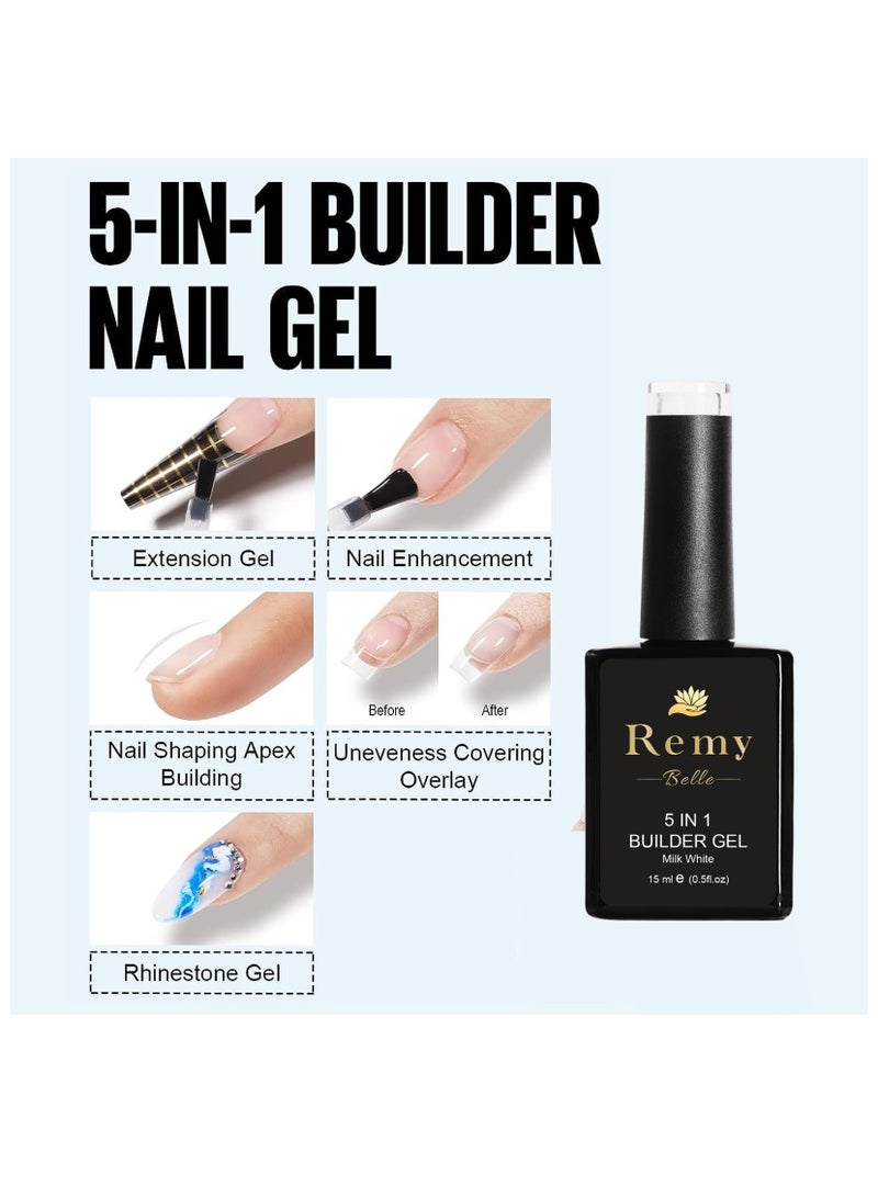 5 IN 1 Builder Gel Clear 15ml Nail Extension Tips and Strengthener Requires Curing Under LED UV Lamp