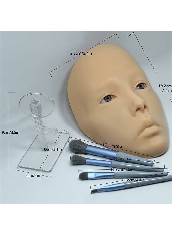 3D Makeup Practice Face Board,Silicone Makeup Mannequin Face, Reusable Beginners to practice eyesmakeup Face Eyes Silicone False Cosmetologist,Makeup Artist Full Face Practice Eyelash Eyeshadow Eyelin