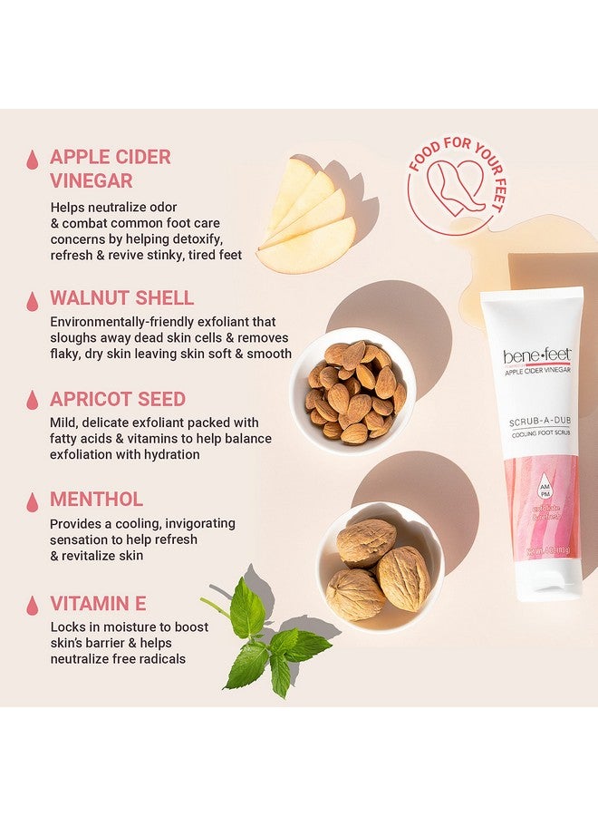 Scrubadub Cooling Foot Scrub Exfoliates + Refreshes Dry + Dull Skin Get Smoother Skin From Heel To Toe Made W/ Vitamin E Apple Cider Vinegar Walnut Shell + Apricot Seed 4 Oz (1 Pack)