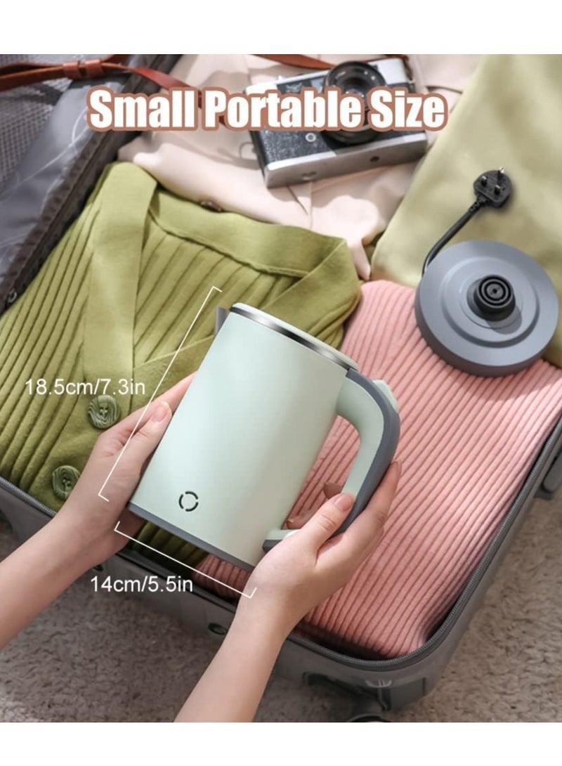 Travel Kettle Lightweight Small,800ml Kettles Electric Stainless Steel Electric Kettles Fast Boil Quiet Electric Kettles for Business Trip, Travel (Green)