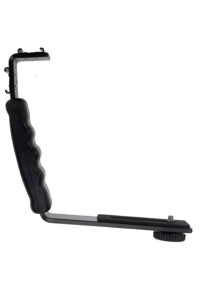 Camera L Bracket Mount Video Grip L Bracket with Cold Shoe Mount 1/4'' Tripod Screw Heavy Duty Padded Hand Grip for DSLR Camera Camcorder