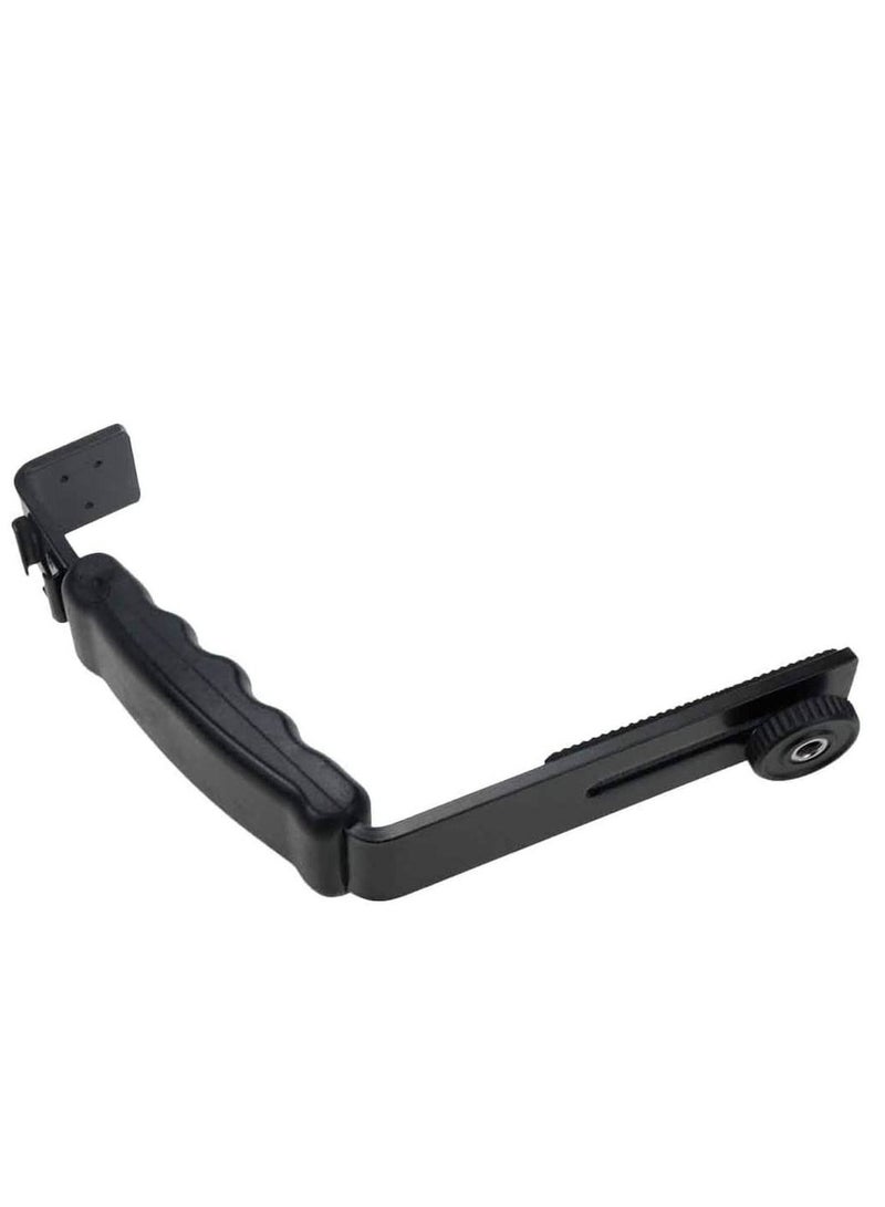 Camera L Bracket Mount Video Grip L Bracket with Cold Shoe Mount 1/4'' Tripod Screw Heavy Duty Padded Hand Grip for DSLR Camera Camcorder
