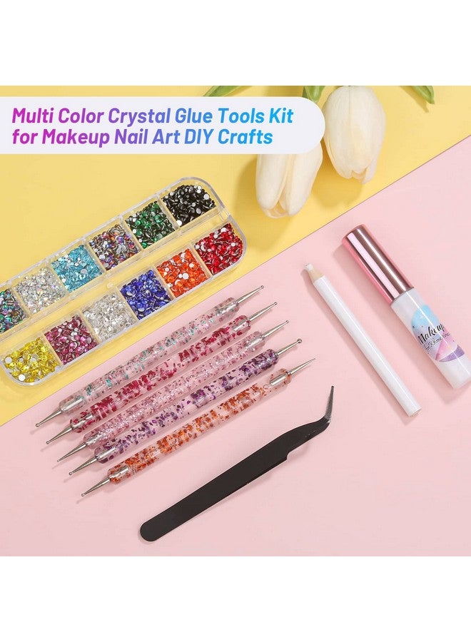 3600Pcs Face Gems Eyes Jewels With Glue For Face Rhinestone Shynek Flatback Eye Gems Hair Rhinestone Colored Crystal With Tweezers Dotting Tools For Nail Art Body Eye Makeup Crafts Decoration