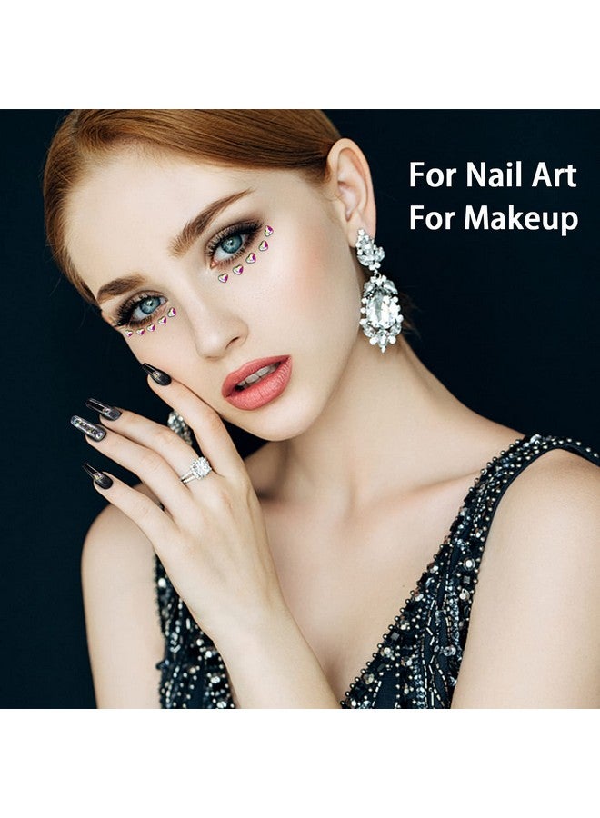 100Pcs Flatback Rhinestones Heartshaped Irridescent Face Gems Eye Gemstones Nail Charms For Crafts Ab Glass Crystals For Jewelry Making Eye Makeup 6Mm