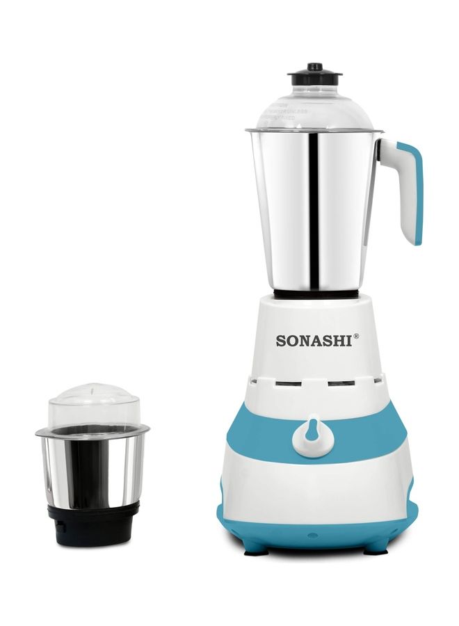 2-in-1 Mixer Grinder with Powerful Hybrid Motor - 3 Speed Control with Overheat Protection | 2 Stainless Steel Jars for Wet/Dry Grinding Liquidizing with Durable Lids 1.5 L 600 W SB-185 Blue