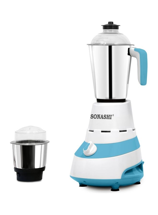 2-in-1 Mixer Grinder with Powerful Hybrid Motor - 3 Speed Control with Overheat Protection | 2 Stainless Steel Jars for Wet/Dry Grinding Liquidizing with Durable Lids 1.5 L 600 W SB-185 Blue