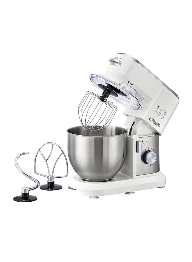 Stand Mixer Kitchen Machine, 1000W, 6L Stainless Steel Bowl, 10 Speeds + Pulse, Planetary Action, with Dough Hook, Beater, Whisk Attachments, Tilt-Head Design 6 L 1000 W MKM100-B5 White