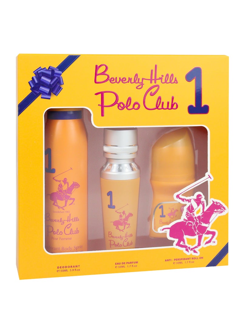 Polo Club No.1 Gift Set For Women - Deodorant 175ML + Eau De Parfum 50ML + Antiperspirant Roll On 50ML