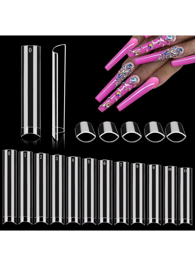 600Pcs No C Curve Nail Tips For Acrylic Nails Professional Xxl Clear Nail Tips Straight Square Flat Nails Tips Extra Long Acrylic Nail Tips Half Cover Fake Nails For Nail Salon And Home Diy 12 Sizes