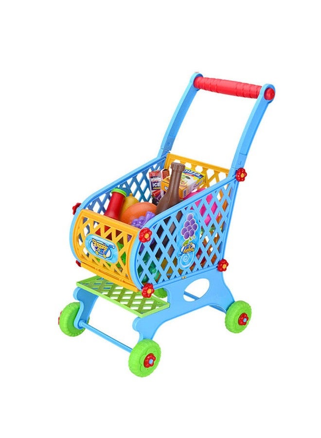 Cart for Kids Children Grocery Food Toy Playset and Plastic Mini Shopping Cart Educational Toys for Kids Boys Girls