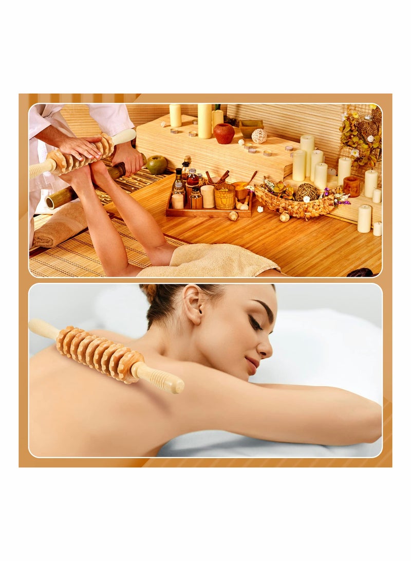 2 Pieces Wood Massage Tools Gua Sha Board Handheld Wooden Scraper Massage Rollers