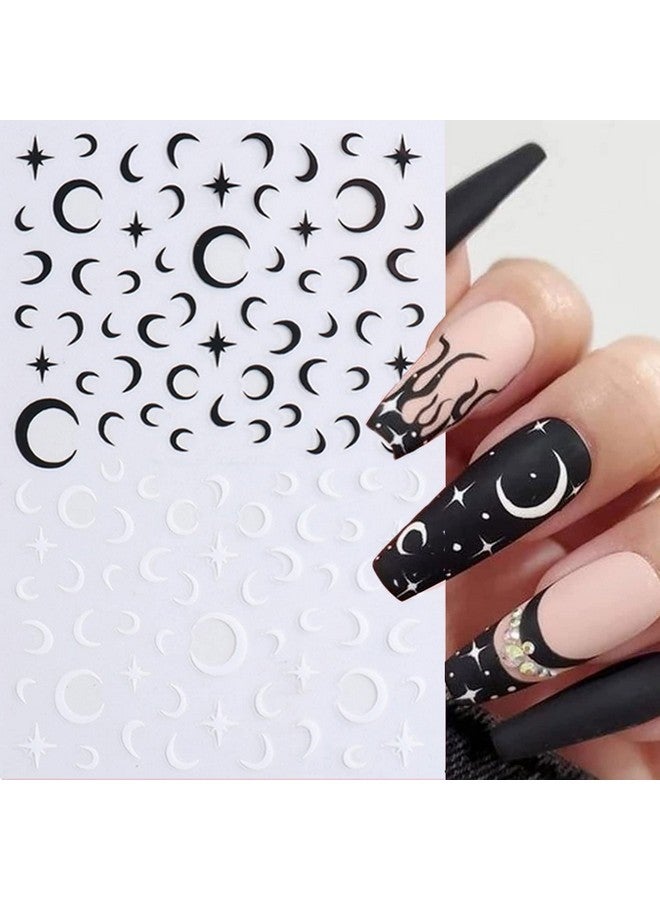 8 Sheets Cloud Moon Nail Stickers 3D Black White Design Selfadhesive Nail Art Decalsflame Starlight Butterflies Diy Manicure Decorations For Women Girls